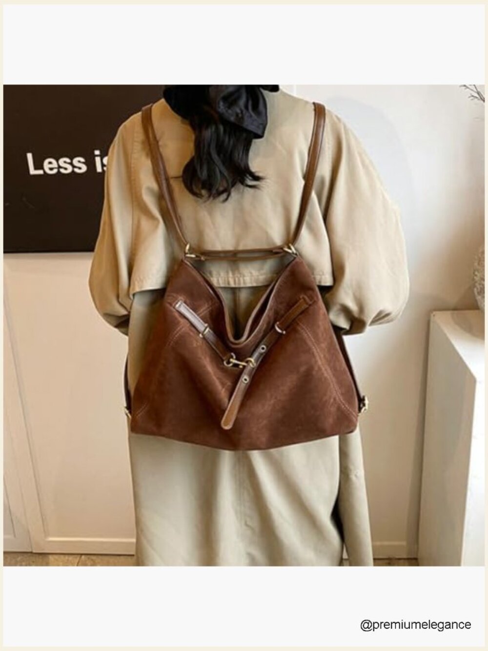 Faux Suede Hobo Crossbody Bag Large Tote Shoulder Handbag - Picture 3 of 7